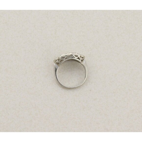 14k White Gold .15 carat Diamond Art Deco Ring Size 4 3/4 sizeable Antique - Picture 7 of 8